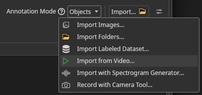 Video Import Tool Selection