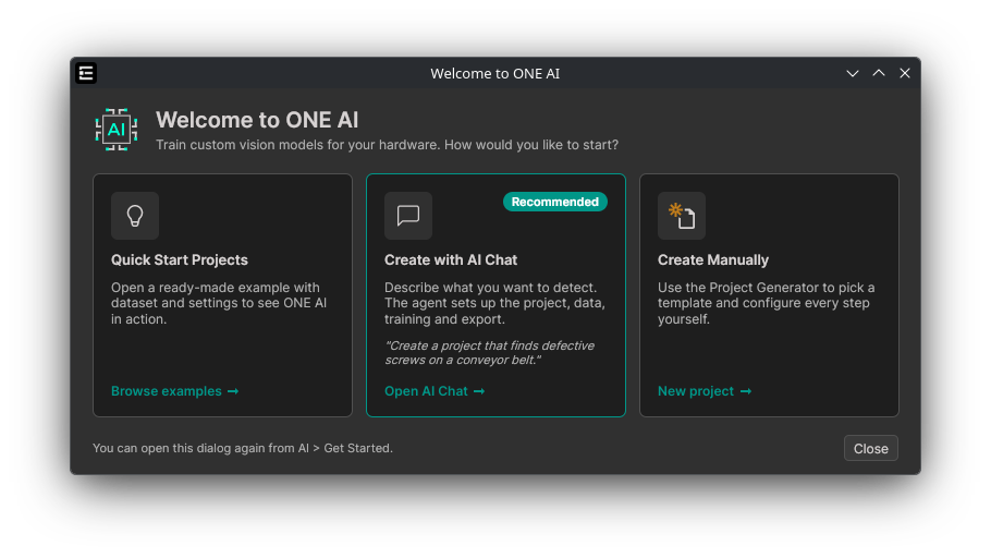 Welcome to ONE AI dialog