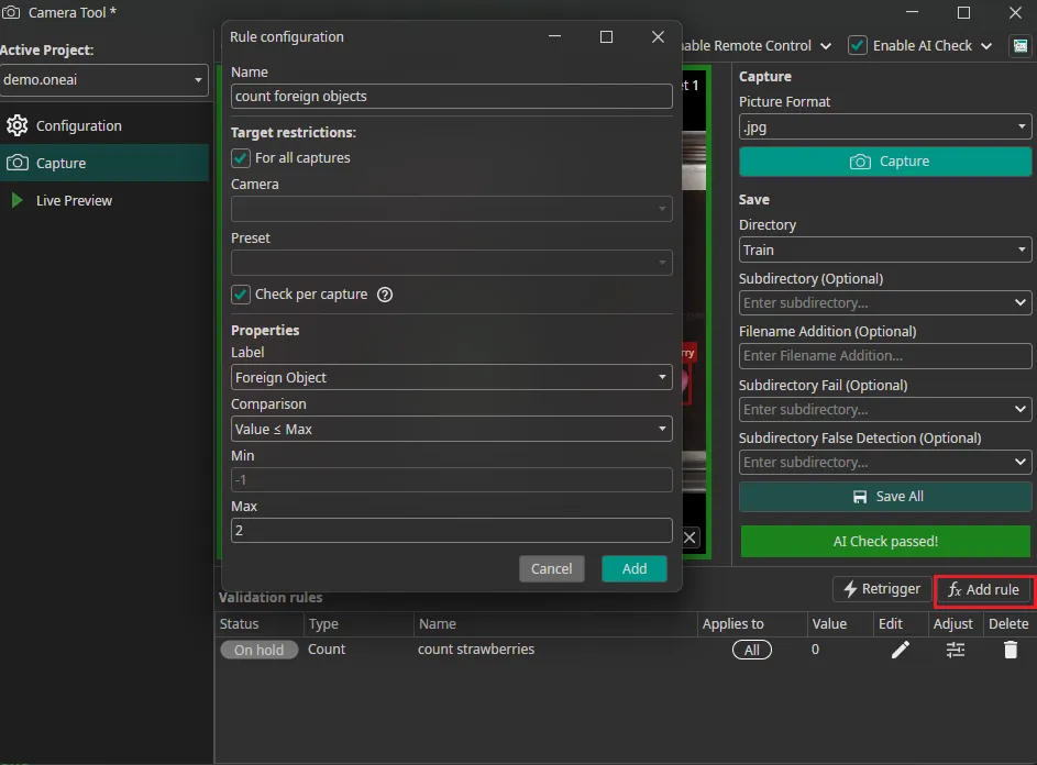 capture AI check rules