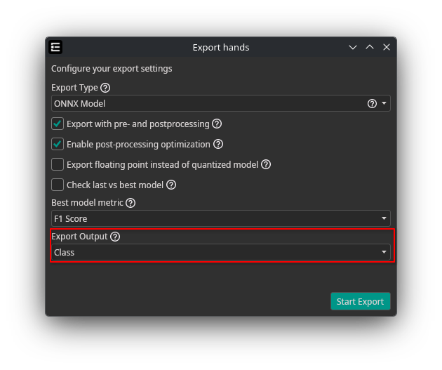 Export Output Selection