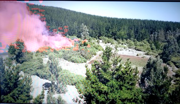 Wildfire drone image 1 - segmentation overlay from FPGA