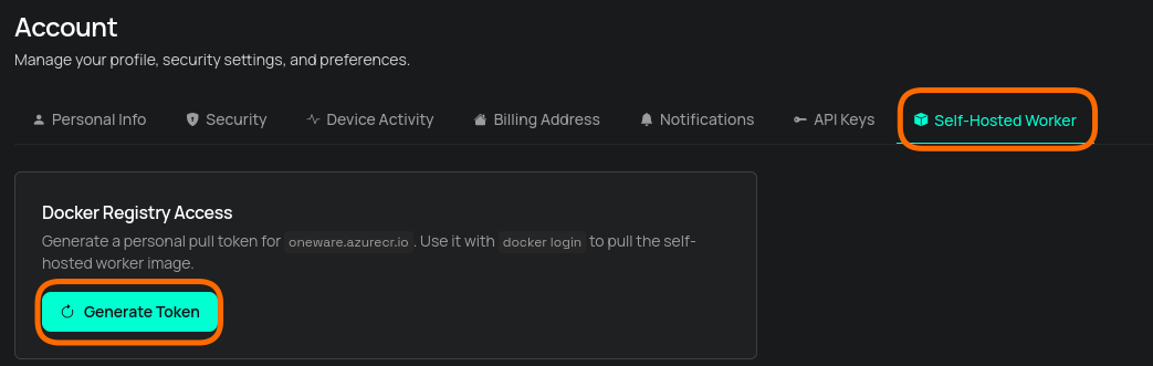 self-hosted worker token