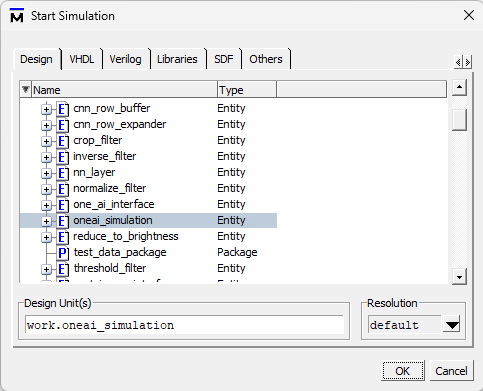 ModelSim Simulation Start